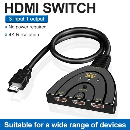 HDMI Switch 4K  VILCOME 3 Port HDMI Switcher 3x1 HDMI Splitter Hub 3 in 1 Out with Pigtail Cable Supports 4K 3D HD 1080P for Xbox HDTV PS4 Game Consoles PC HDMI Switch  GANA 4K HDMI Splitter 3 In 1 Out  3-Port HDMI Switcher Selector With Pigtail HDMI Cable Supports Full HD 4K 1080P 3D Player  HDMI Hub Compatible With Fire Stick HDTV PS4 Game Consoles PC