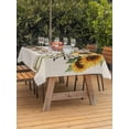 thumbnail image 4 of 60x102 Inch Outdoor Tablecloth with Umbrella Hole Zipper Rectangle Yellow Sunflower Rectangular Tablecloths Outside Waterproof Butterfly Beige Vintage Country Patio Table Cloth Cover for Picnic Party, 4 of 8