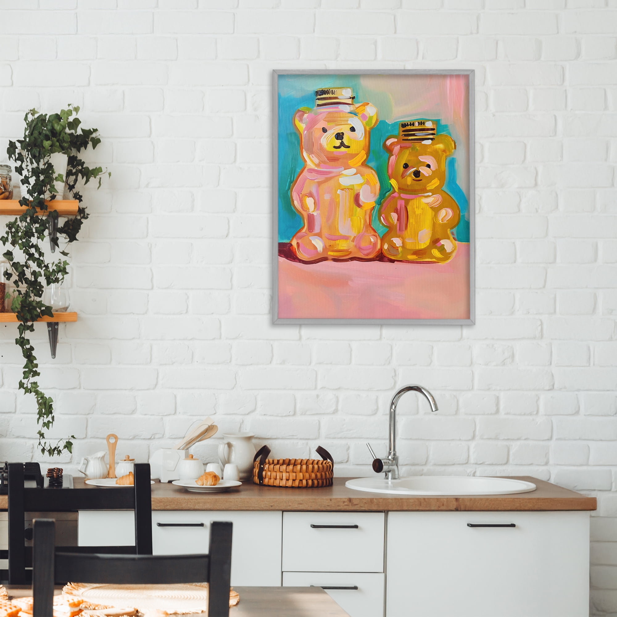 Stupell Industries Joyful Honey Bears Duo Gray Framed Giclee Art, design by The Prints Vibe