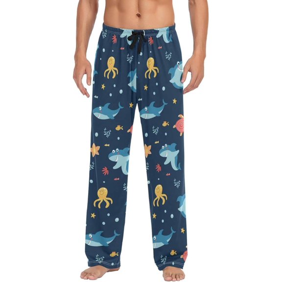 GZHJMY Shark Pajama Pants for Men, Lounge Pants Lightweight Men Pajama Bottoms with Drawstring Pockets, Christmas New Year Birthday Gifts, Medium