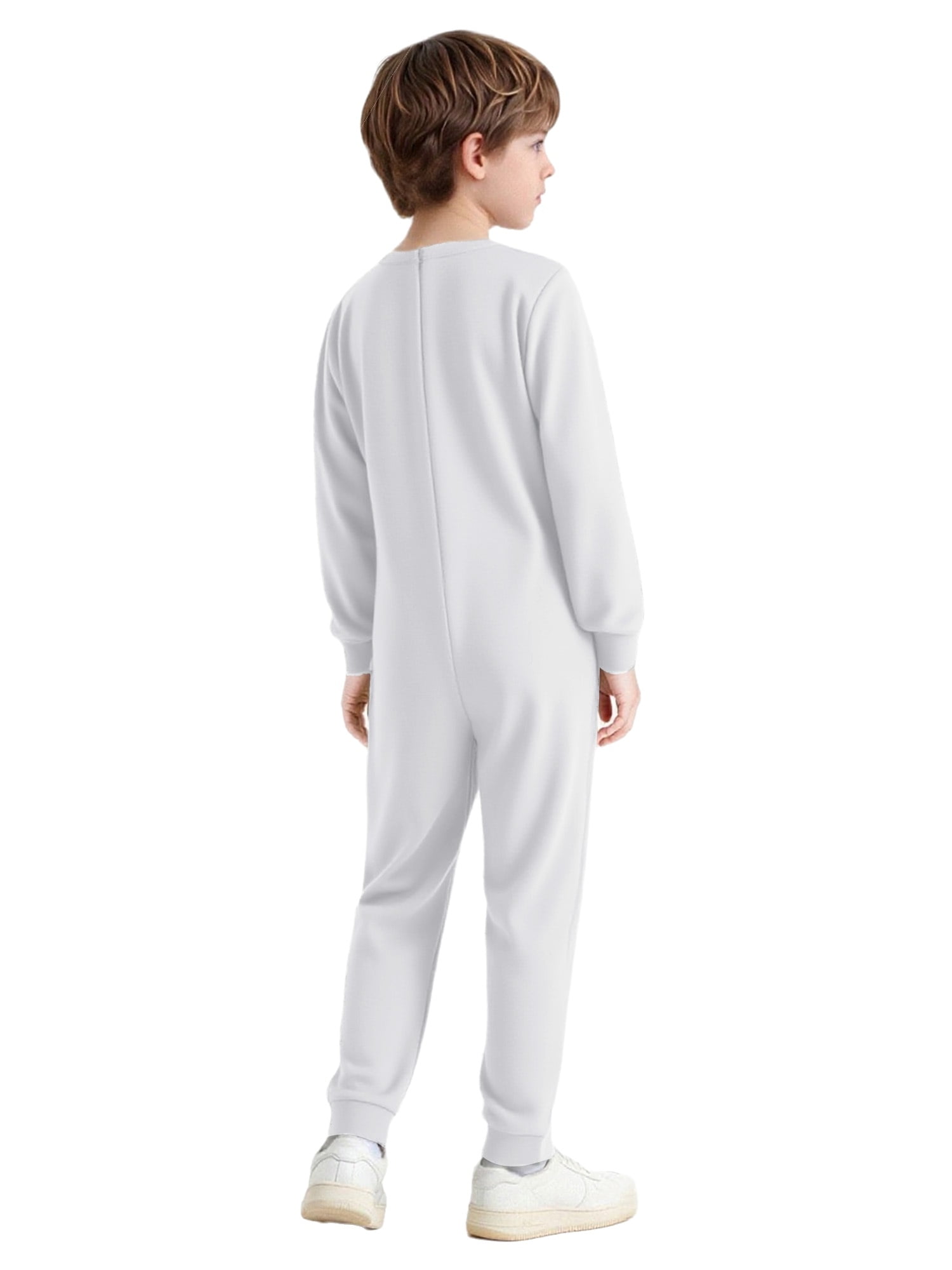 Miutii Unisex Girls Boys One-piece Jumpsuit Full Body Romper Special Needs Adaptive Clothes 6-16 Years White 14