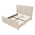 thumbnail image 4 of Queen Size Upholstered Platform Bed, Corduroy Bed Frame with 50.7'' High Wingback Headboard and Solid Wood Slats, No Box Spring Needed, Noise Free, 4 of 7