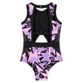 thumbnail image 6 of iiniim Kids Girls Sleeveless Bathing Suit Swimwear One Piece Backless Beach Surf Swimsuits 6-16 Black&Purple 10, 6 of 7