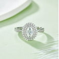 thumbnail image 2 of 1 Carat Oval Double Halo Engagement Ring, Simulated Diamonds Ring Band, Promise Wedding Ring In 925 Sterling Silver, 2 of 6