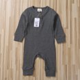 thumbnail image 3 of SUNSIOM Baby Boy Girl Button Romper One Piece Solid Color Knit Ribbed Jumpsuit, 3 of 5