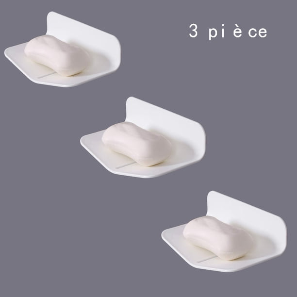 Jabonera autodrenante para ducha, soporte para jabón de aluminio resistente al agua y al óxido con bandeja de drenaje, ahorra espacio y es portátil para el fregadero de la cocina del baño (juego de 3)