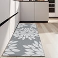 thumbnail image 4 of Gray and White Floral Pattern Kitchen Rug Mat,Kitchen Runner Rugs Non Skid Washable,Decorative Kitchen Floor Mats for Kitchen,Sink,Laundry,17"X47", 4 of 5