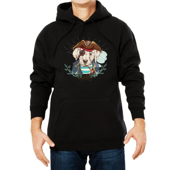 Pirate Dog Design Men's and Big Men's Work Wear Hoodie, Size S-3XL
