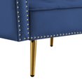 thumbnail image 6 of Velvet Upholstered Reversible Sectional Sofa Bed, L Shape Sofa Couch with Removable Ottoman, Nailhead Trim and Gold Mental Legs for Compact Spaces Living Room,Apartment(Blue), 6 of 7