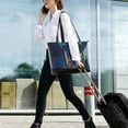 thumbnail image 5 of FORMRS Canvas Laptop Tote Bag for Women with 15.6" Computer Compartments Shoulder Handbag, Blue Planet, 5 of 7