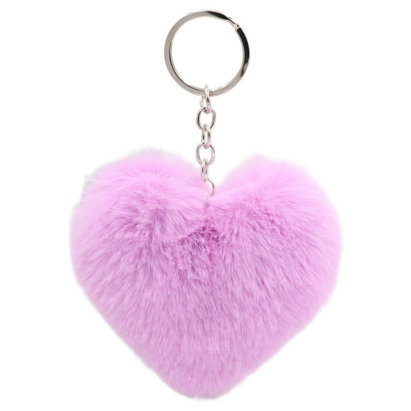 DESIGNICE Plush Keychain,Sweet Accessory Funny Keychain,Heart Motif Heart Keychains,Purple