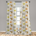 thumbnail image 5 of Ambesonne Cartoon Curtains, Dog Faces, Pair of 28"x63", Multicolor, 5 of 5