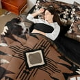 thumbnail image 4 of jejeloiu Brown Boho Bohemain Bedding Comforter Set 7-Piece,Aztec Floral King Bedding Sets,Fram Cowhide Bed Sheets,Breathable Room Decorative Reversible, 4 of 8