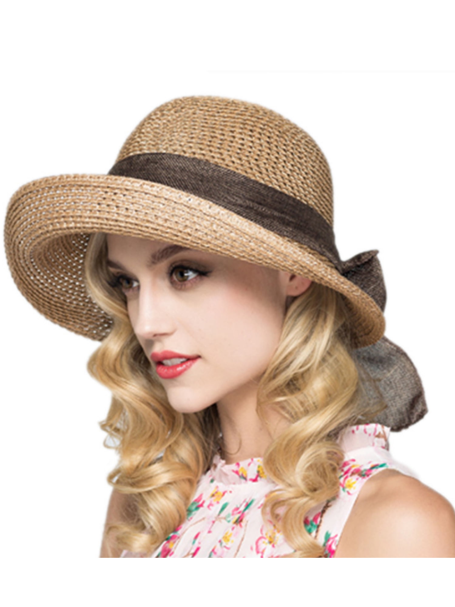 First Class Post Ladies/Womens Straw Sun Hat Crushable and Packable 