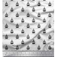 thumbnail image 1 of Soimoi Velvet Fabric Yacht & Waves Nautical Print Fabric by the Yard 58 Inch Wide, 1 of 3