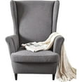 thumbnail image 2 of JIAN YA NA Wingback Chair Covers 2 Piece Set - 2 IN 1 Design Armchair Covers Solid Soft Wing Back Chair Cover Stretch Wing Chair Slipcover Furniture Protector for Living Room Bedroom Hotel (Gray), 2 of 9