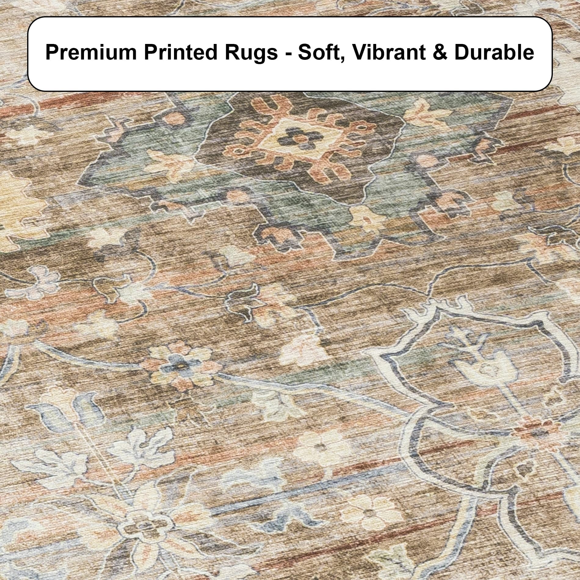 ReaLife Machine Washable Area Rug Runner - Living Room Bedroom Bathroom Kitchen Entryway Office - Padded Low Pile Stain Resistant Premium - Boho Farmhouse Vintage - Bev - Beige Tan Brown 2'6" x 10'