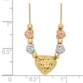 thumbnail image 5 of Auriga Fine Jewelry 14K Tri-Color Gold Puff and Hearts Necklace 18" for Women, 5 of 5
