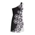 thumbnail image 5 of HKEJIAOI Floral Dress pour Femmes Rabais Liquidation Robes Décontractées Women's Été Imprimé une Épaule Sans Manches Cravate Fête Dress Imprimé Floral Mini Dress Noir, 5 of 5