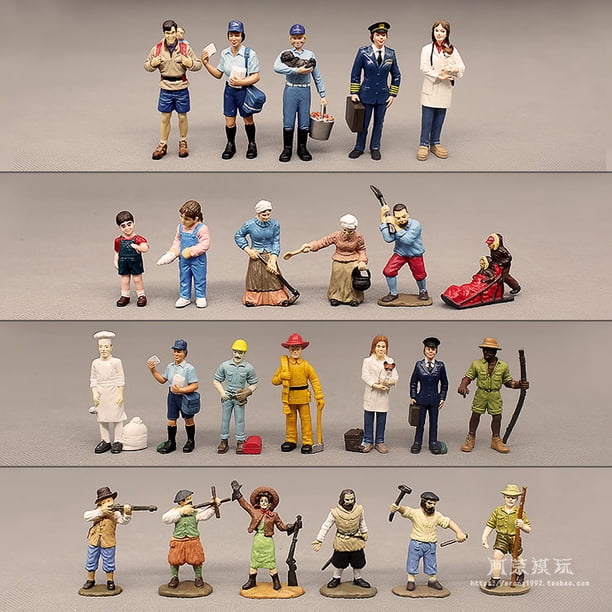 City Occupation Figurine Model Firefighters Captain Explorer Postman Hunter Indigenous Female Peasant Ction Figures Toys Decor13 He Qiyong unisex