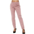thumbnail image 2 of Clearance under 10$ Sevevn Fashion Pants Ladies Cargo Pants Pocket Pants Solid Women Pants Full Length Pants New Year Savings Pink S, 2 of 6
