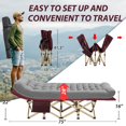 thumbnail image 3 of Stripe Red Folding Camping Cot With Integrated Mattress, Heavy Duty Portable Bed 550 Lbs Capacity, Extra Wide With Storage Pocket, 3 of 7