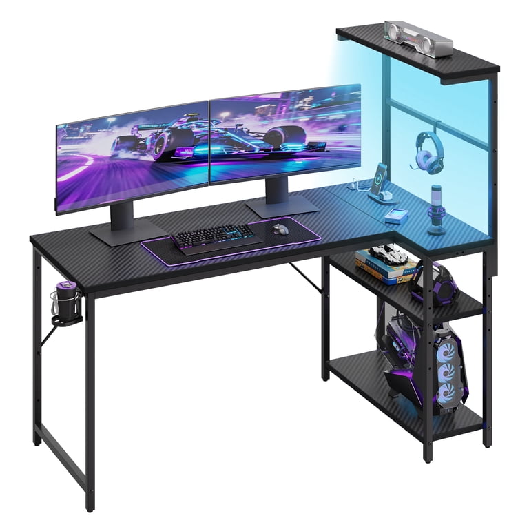 RSPGAME 51" L-Shaped Gaming Desk with LED Lights and Outlets photo 6