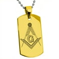 thumbnail image 3 of Tioneer Stainless Steel Freemasons Masonic Floral Compass Engraved Dog Tag Pendant Necklace, 3 of 4