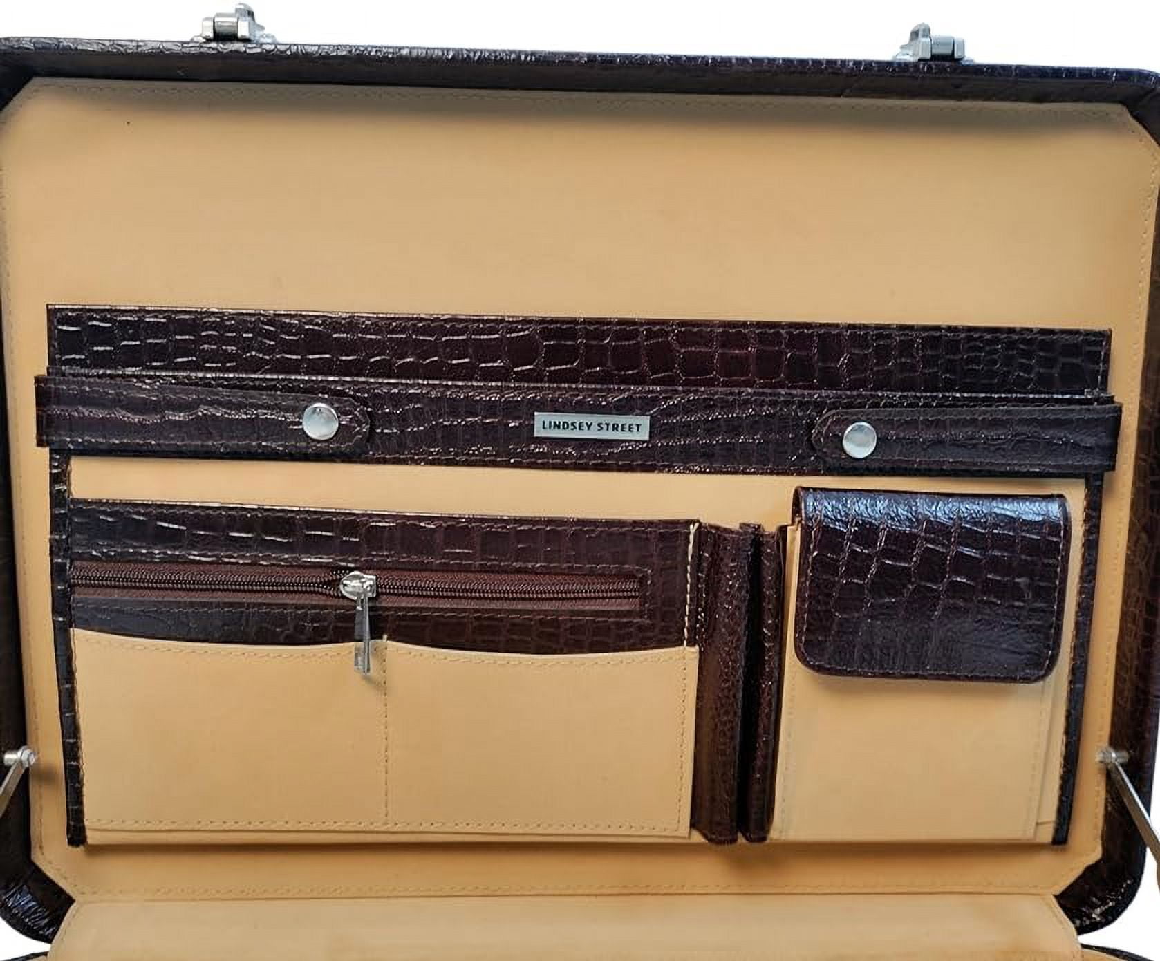 LINDSEY STREET Men's Leather Briefcase | Business Leather Handbag | Doctors Safety Kit Bag Leather Attache | Gift For Him
