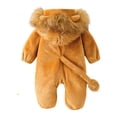 thumbnail image 3 of Baby Lion Hooded Romper Soft Plush Warm Animal Jumpsuit Halloween Dress-Up Outfit, 3 of 6