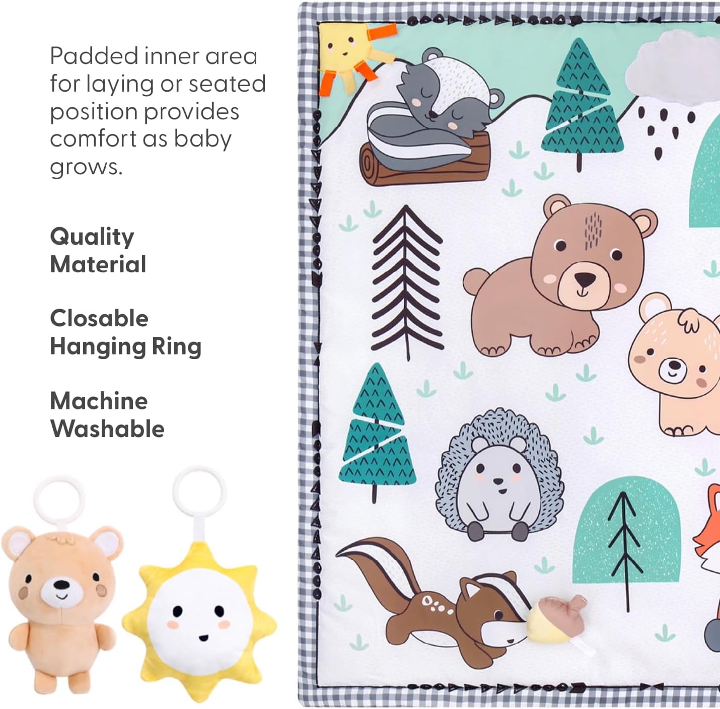 The Peanutshell Woodland 7-in-1 Activity Play Gym and Play Mat for Baby