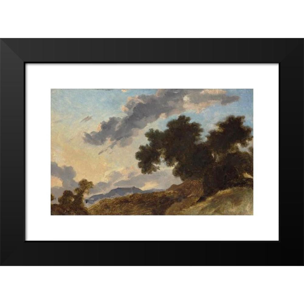Jean-Honoré Fragonard 18x13 Black Modern Framed Museum Art Print Titled - Mountain Landscape at Sunset (C. 1765)