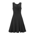 thumbnail image 2 of Casual Dresses for Women Classic Pleated A-Line Ruffles Dress V-Neck Minimalist Sleeveless Plus Size Sundress Black Outfits for Wedding Guest L, 2 of 5