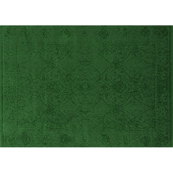 Ahgly Company Machine Washable Indoor Rectangle Abstract Emerald Green Contemporary Area Rugs, 4' x 6'