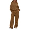 thumbnail image 5 of Wide Leg Sweatpants Sets for Women 2 Piece Outfit,Long sleeves Hoodie,High Waist Pants,with Pockets,Solid Color Casual Sets,Fall Tracksuit,Spring Casual Outfits, 5 of 6