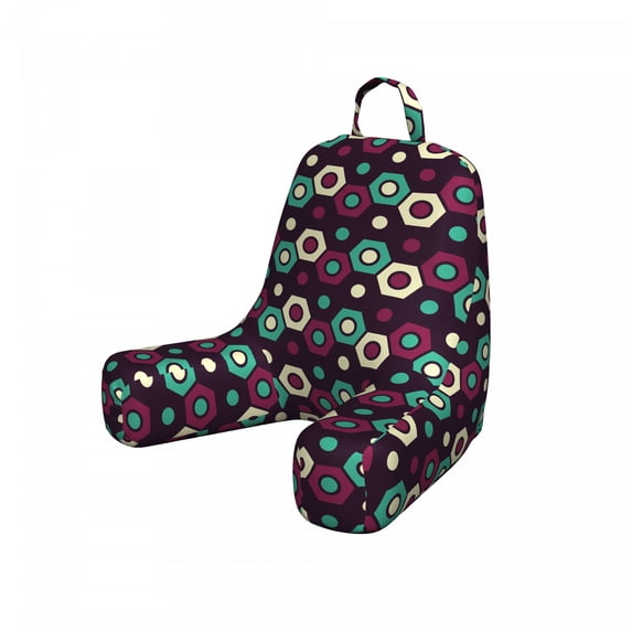 Geometric Reading Pillow, Colorful Modern Pattern with Rounds and Hexagons, Bedrest Cushion with Back Pocket and Washable Cover, 2 Sizes, by Ambesonne