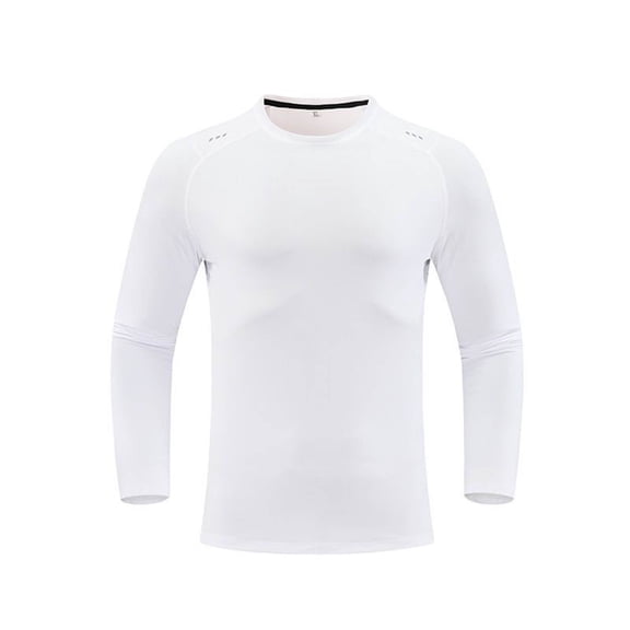 GigrtiJin Mens Running Blouse Solid Color Round Neck Long Sleeve Elastic Tops Outdoor Casual Athletic Shirt