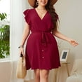 thumbnail image 4 of Black*Friday Deals Clearance GaThRRgYP Womens Summer Dresses Plus Size,Women's Casual Sexy Fashion Summer V Backless Neck Tie Ruffle Sleeves Loose Plus Size Dress, 4 of 9