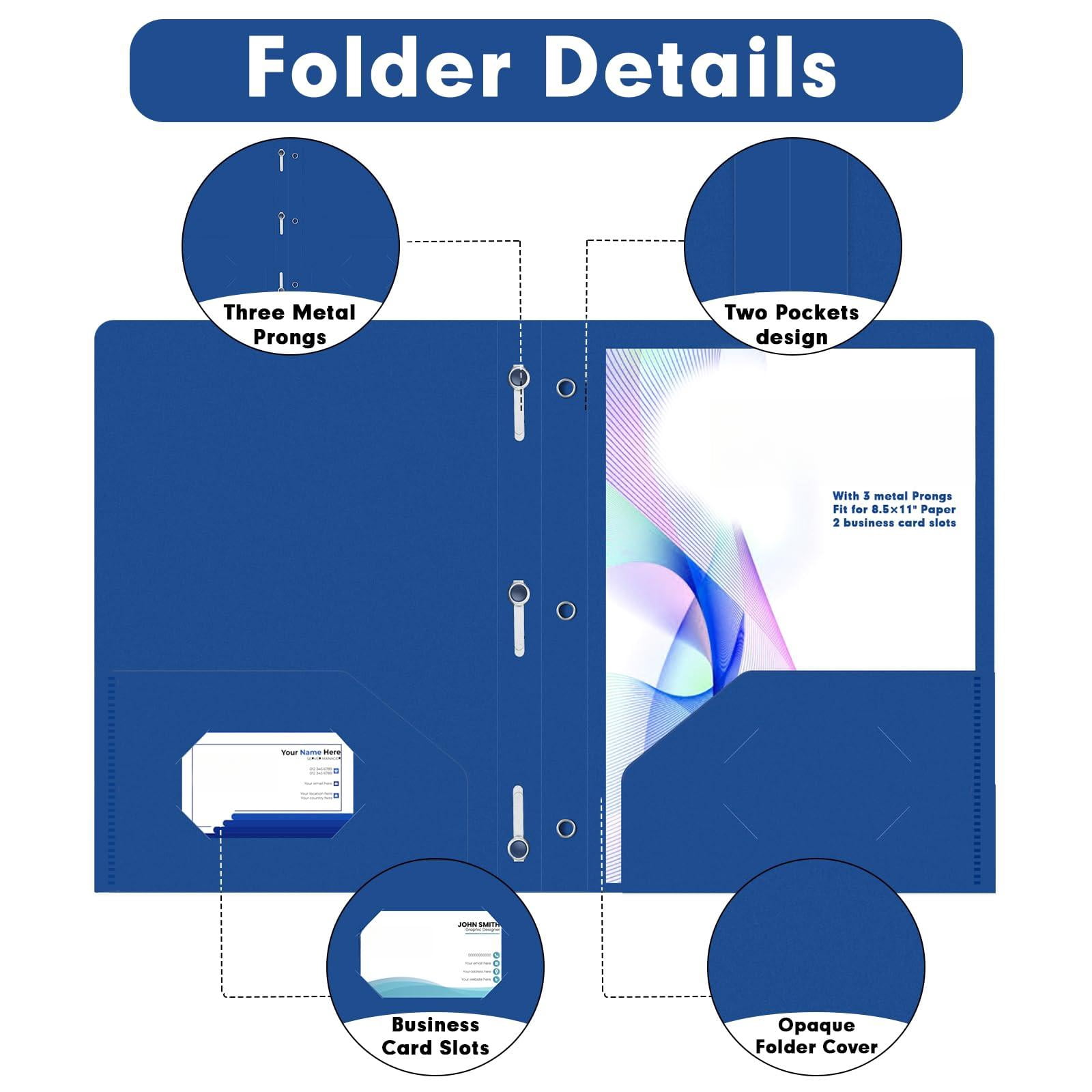 Plastic 2 Pocket Folders With Prongs  30 Pack Heavyweight Letter Size Poly 3 Metal Fastener Clips (blue)
