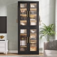 thumbnail image 4 of Fnova 66.93" Bookcase with Doors, 8 Tier Storage Cabinet with LED Lights for Living Room, Bedroom, Study, Black, 4 of 14