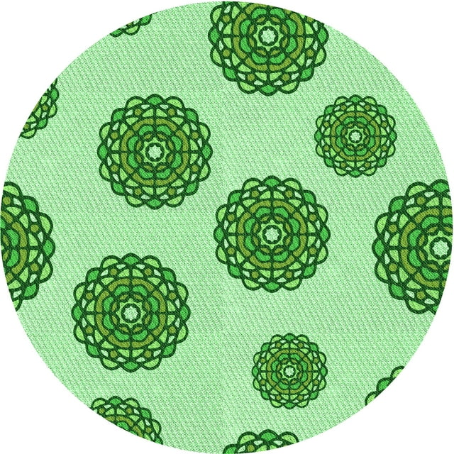 Ahgly Company Tapis Rond Lavable en Machine Intérieur Transitionnel Vert Lime Foncé, 4 Pieds Rond