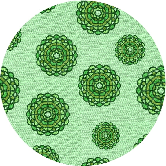 Ahgly Company Machine Washable Indoor Round Transitional Dark Lime Green Area Rugs, 4' Round