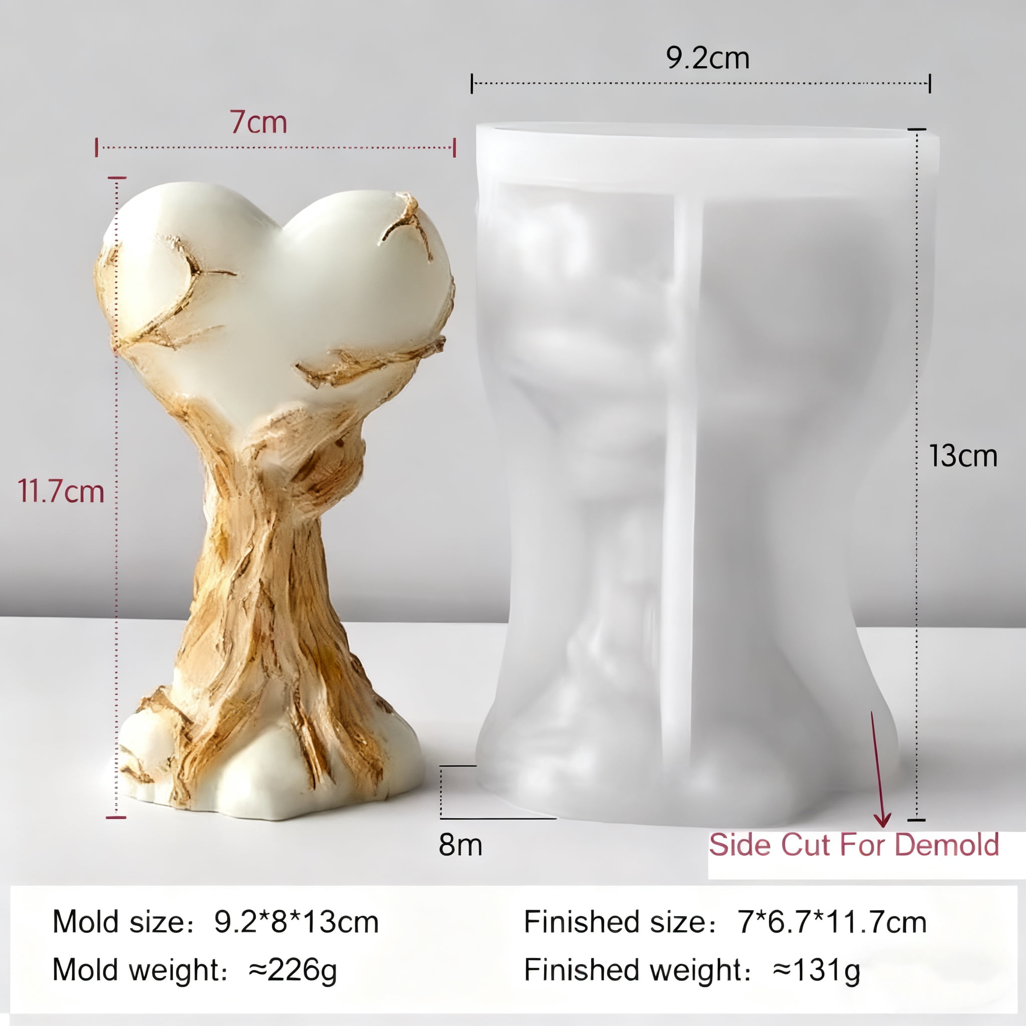 JDH 2PCS Love Candle Mold Exquisite and Interesting 3D Tree Holding Love Resin Mold Used for Home Decoration Candle Gypsum Production
