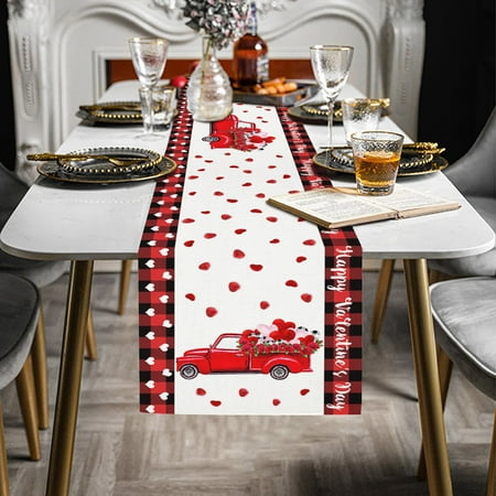 

Valentines Day Decor LnjYIGJ Valentine s Day Table Runner 13x70 Inch Table Runner Valentine s Day Party Table Runner Decoration