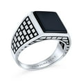 thumbnail image 4 of Bling Jewelry Mens Retro Classic Mens Silver Ring with Black Onyx Gemstone Rectangle Signet Design, 4 of 4