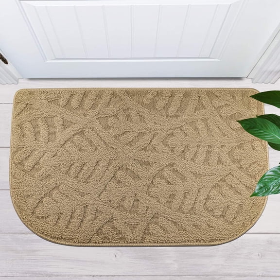 LQCrafK 17"x28" Indoor Doormat Front Door Mat, Low-Profile Machine Washable Kitchen Rug Absorbent Mud Half Round Entrance Mat for Entryway, Patio, Bedroom