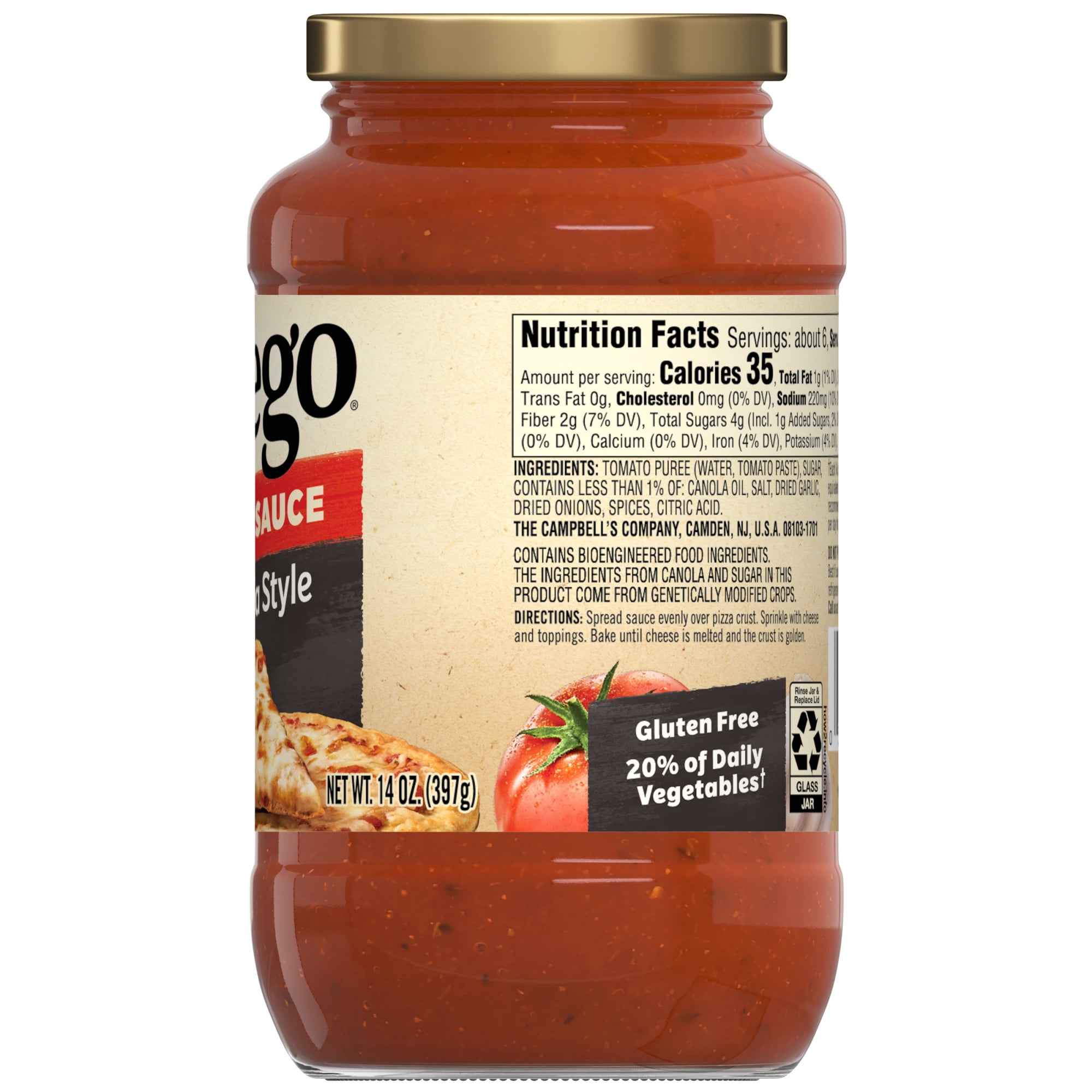 Prego Pizzeria Style Pizza Sauce, 14 oz Jar