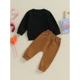 thumbnail image 4 of Wassery Baby Boy New Year Outfit Clothes 6M 12M 18M 2T 3T Toddler Boy Long Sleeve Crew Neck Letters Print Sweatshirt Elastic Waist Sweatpants 2Pcs Holiday-themed Clothing for Kids Boy, 4 of 9