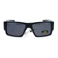 thumbnail image 2 of Locs Mens Squared Rectangular Sharp Edge Warp Biker Gangster Sunglasses Shiny Black, 2 of 3
