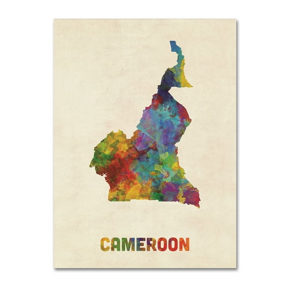 Trademark Fine Art 'Cameroon Watercolor Map' Canvas Art by Michael Tompsett